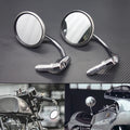 Silver Retro Metal 7/8" Handle Bar End Side Round Rearview Mirror For Cafe Racer