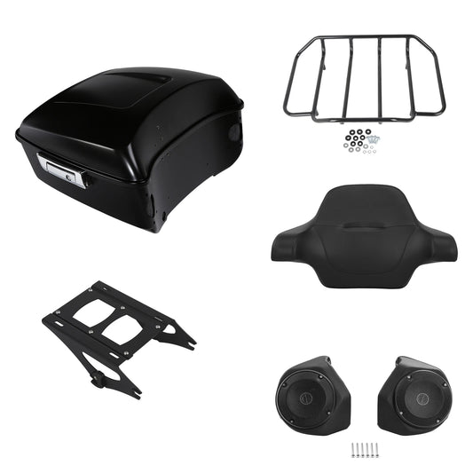 King Trunk Backrest Mount Speakers Fit For Harley Road Glide 14-2026 Black Denim