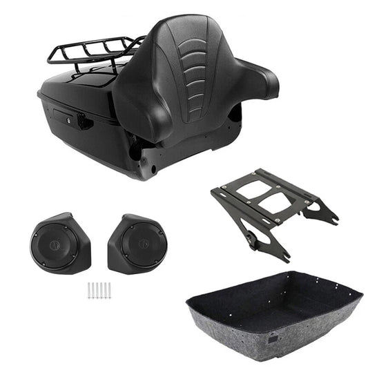 King Trunk Rack Backrest Pad Speakers Mount Fit For Harley Street Glide 2014-26