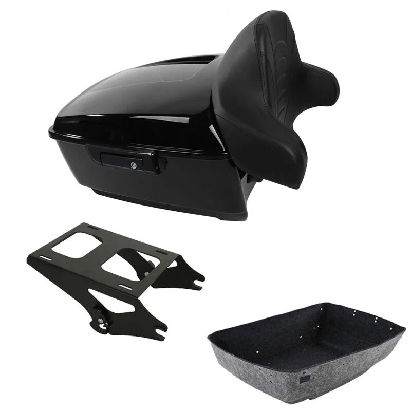 Black King Trunk Backrest Mount Fit For Harley Touring Road Street Glide 2014-26