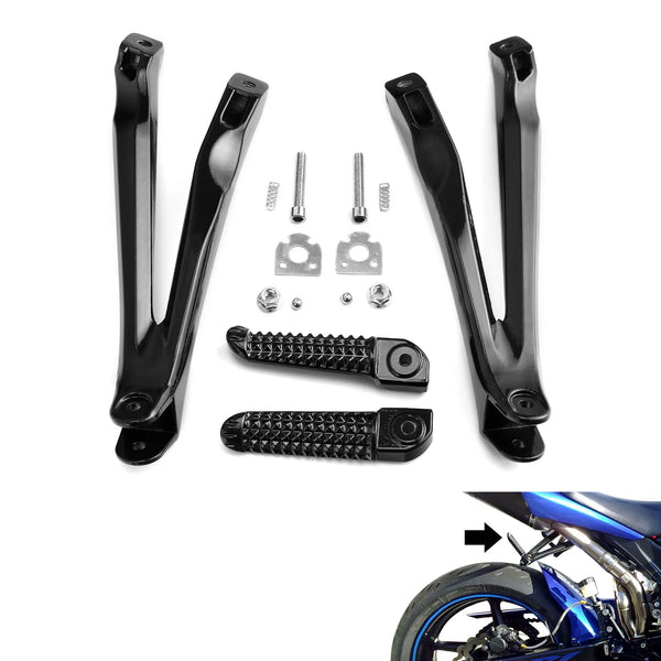 Gloss Black Rear Footpegs Footrest Bracket Fit For Yamaha Yzf R1 2004-2008 07 06