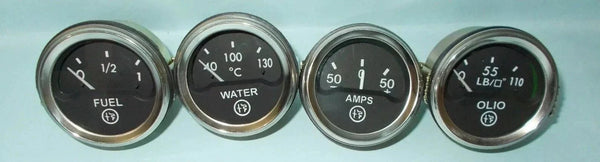 2" / 52mm Electrical Oil Pressure + Temperature + Amp + Fuel Gauge -Black Dial