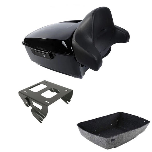 King Trunk Backrest Pad Solo Mount Rack Fit For Harley Touring Road Glide 14-26