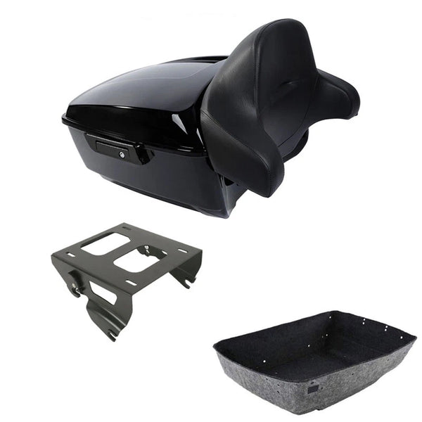 King Trunk Backrest Pad Solo Mount Rack Fit For Harley Touring Road Glide 14-26