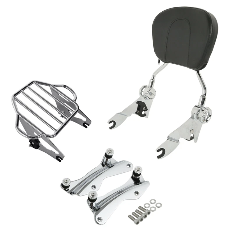 Backrest Sissy Bar Luggage Rack 4 Point Docking Fit For Harley Road Glide 14-26