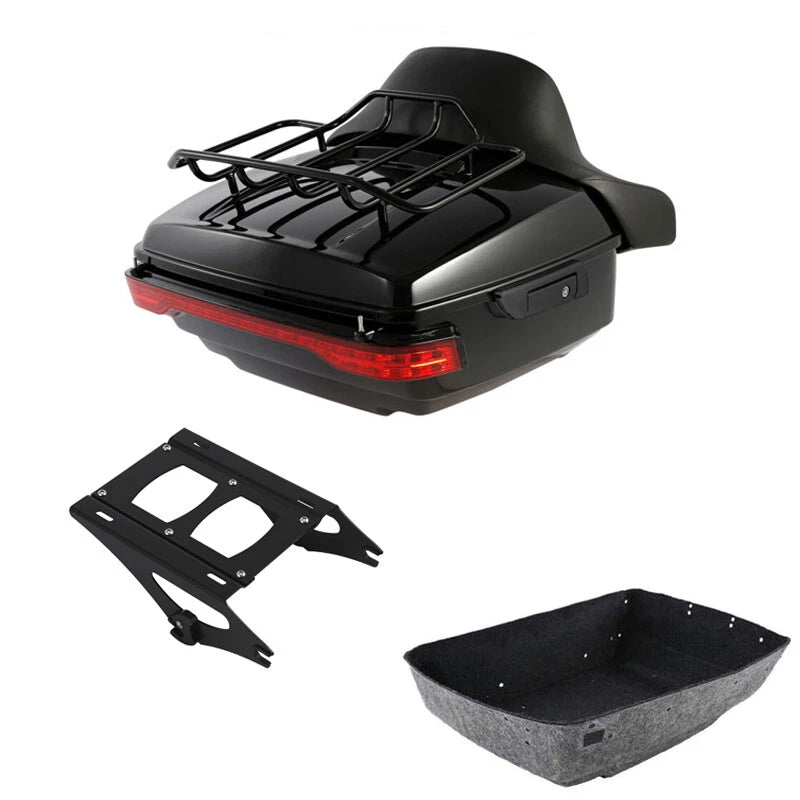 King Trunk Mount Rack Backrest Light Fit For Harley Touring Street Glide 2014-26