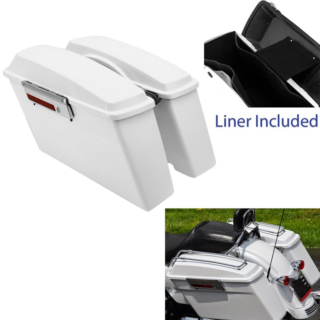 White Hard Saddlebags Saddle Bag Fit For Harley Touring Road Street Glide 94-13