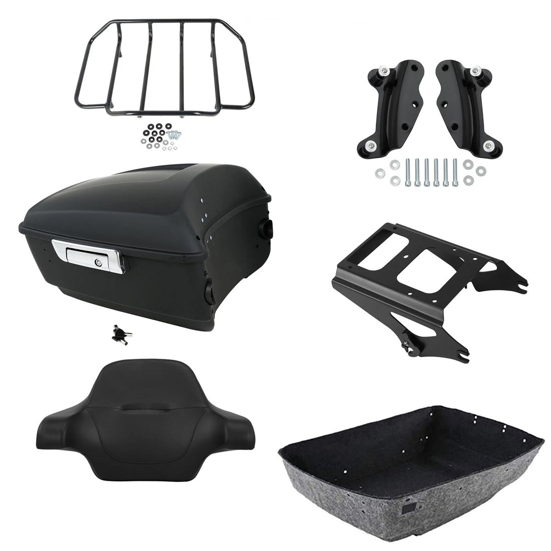 Matte Black King Trunk Backrest Mount Rack Docking Fit For Harley Touring '09-13