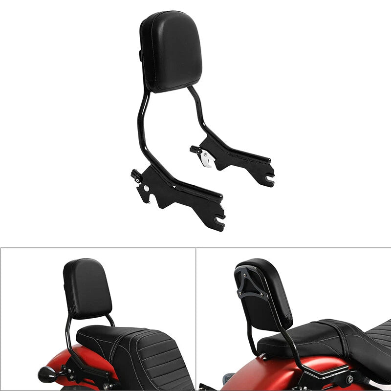 Black Standard Sissy Bar Backrest Fit For Harley Softail Slim Street Bob 18-25