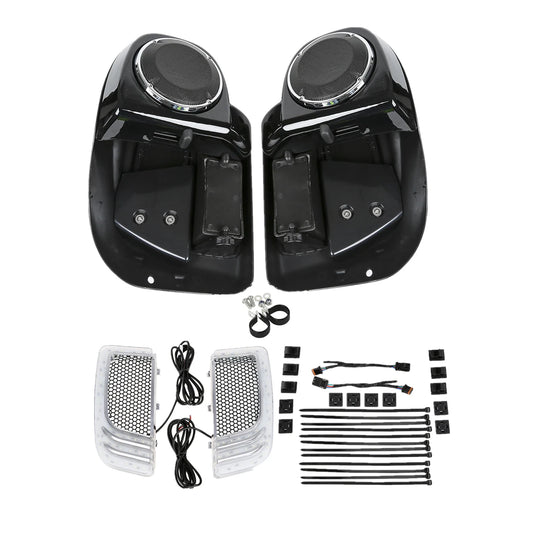 Lower Vented Fairing 6.5" Speakers & Light Fit For Harley Touring Models 14-23