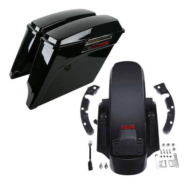 5" Stretched Extended Saddle Bags Rear Fender Fit For Harley Road King 09-13