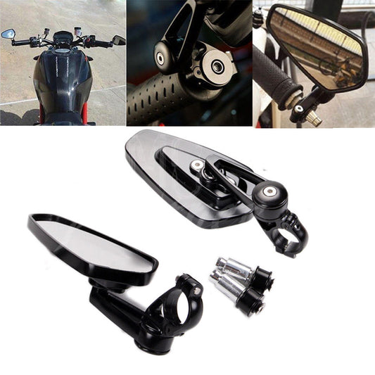Universal Black Motorcycle Billet Aluminum 7/8" 22 Bar End Rearview Side Mirrors