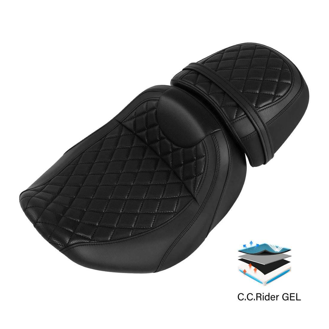 Black Driver & Passenger Gel Seats Fit For Harley CVO Street Road Glide ST 23-25