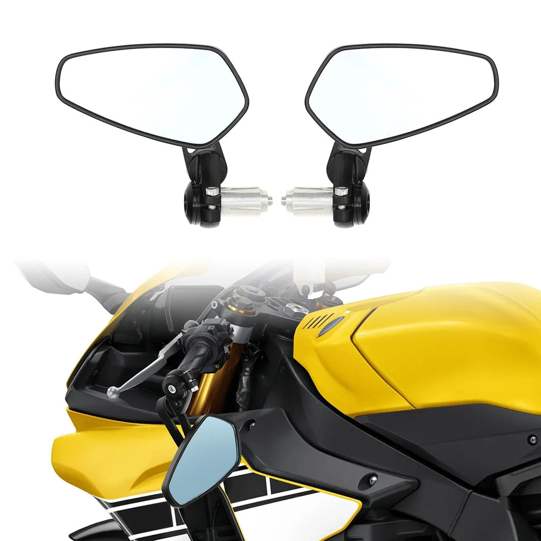 Motorcycle 7/8'' Handlebar End Rear View Mirrors Fit For Honda Yamaha Kawasaki