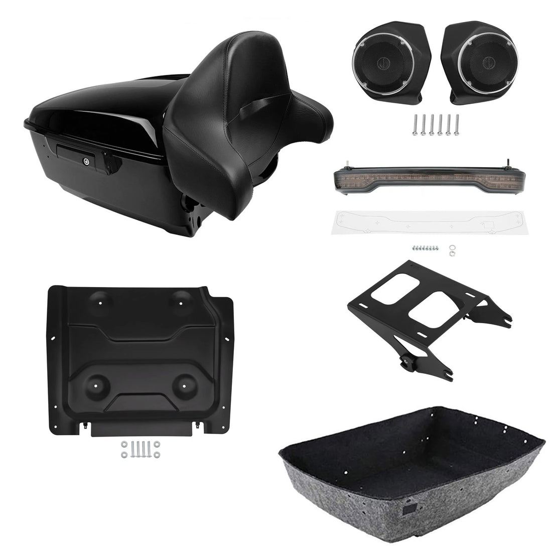 King Trunk Backrest Pad Mount Light Speakers Plate Fit For Harley Touring 14-26