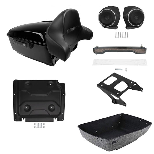 King Trunk Backrest Pad Mount Light Speakers Plate Fit For Harley Touring 14-26