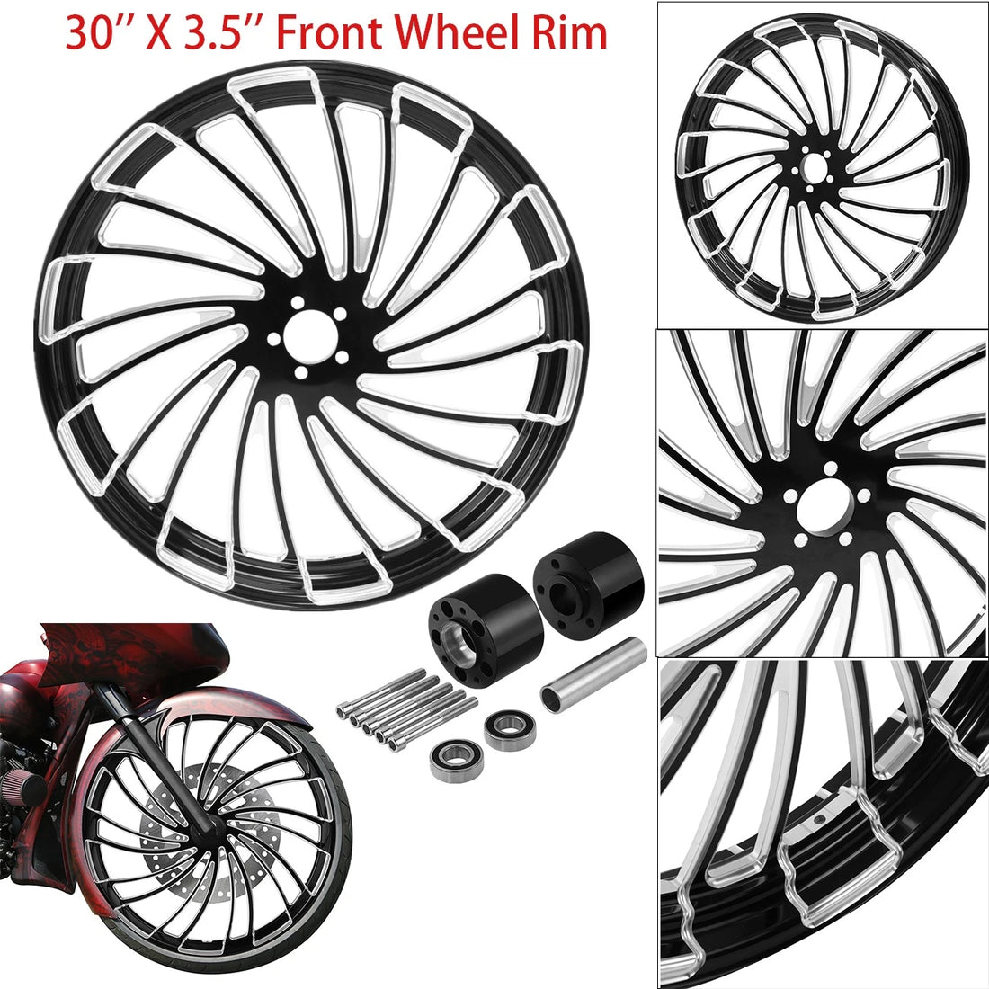 30" X 3.5'' Front Wheel Rim Dual Disc Hub Fit For Harley Road Glide 1997-2020 US