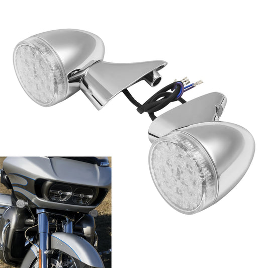 Chrome Front Turn Signal Lights Fit For Harley Touring Road Glide 2015-2024 2023