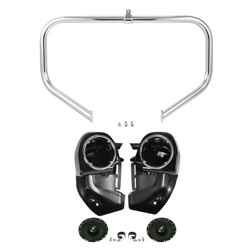 Lower Vented Leg Fairings Speakers Engine Crash Bar Fit For Harley Touring 09-13