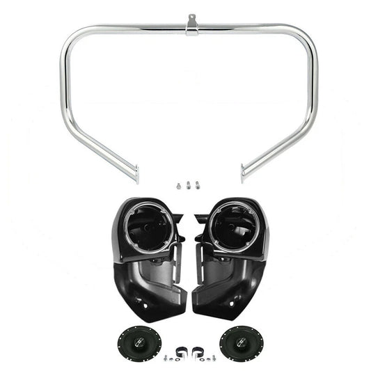 Lower Vented Leg Fairings Speakers Engine Crash Bar Fit For Harley Touring 09-13