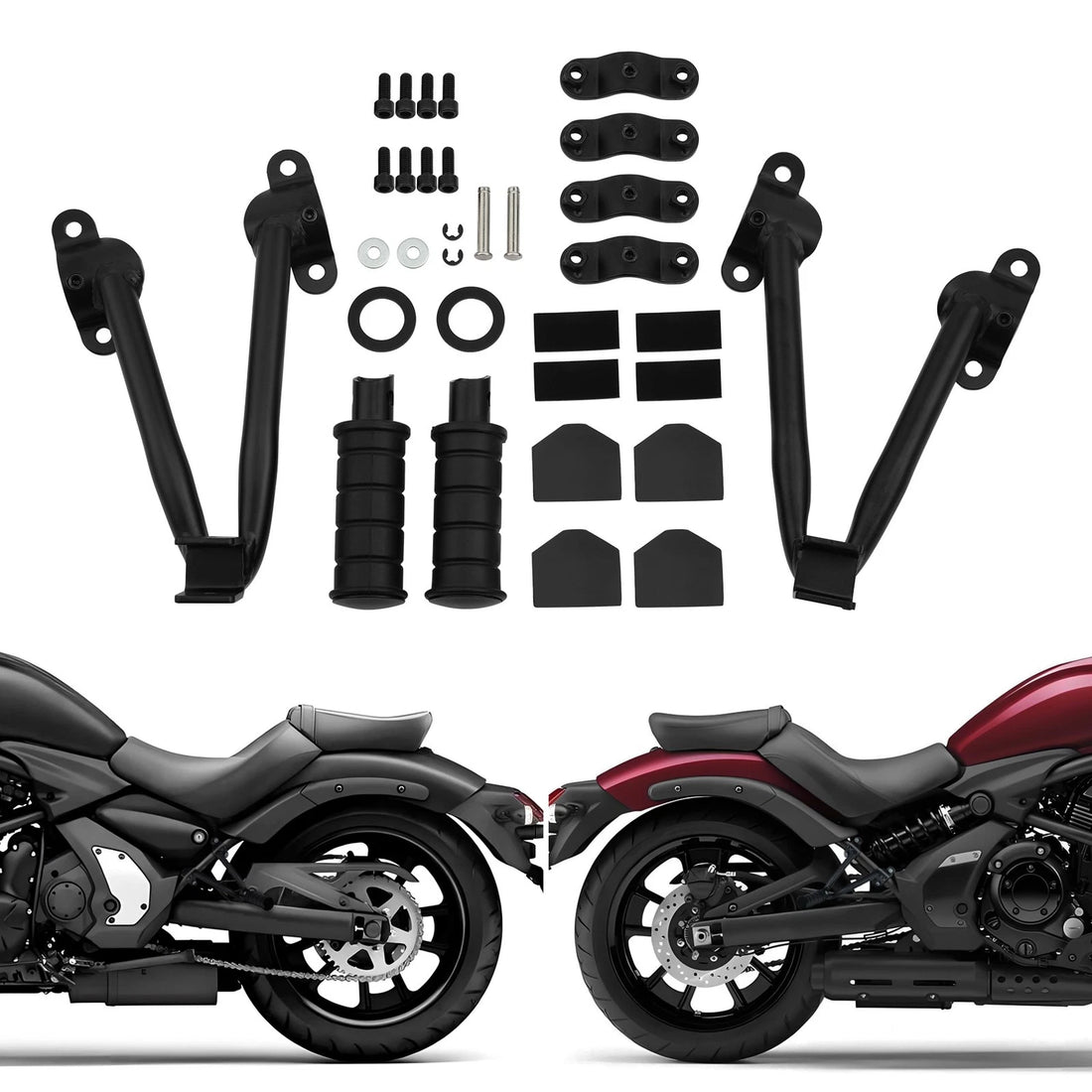 Black Rear Footpegs Foot Pedal Mounts Fit For Kawasaki Vulcan S VN650 2015-2025