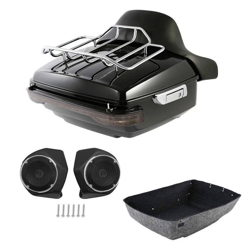 King Trunk Backrest Rack Light Speakers Fit For Harley Street Road Glide 2014-26