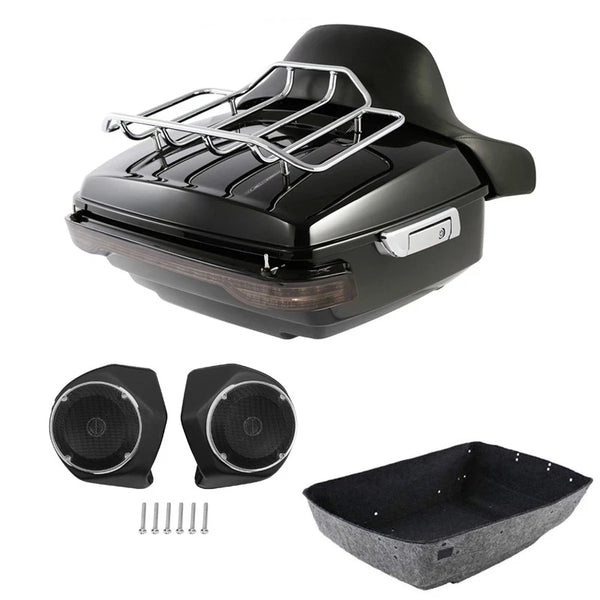 King Trunk Backrest Rack Light Speakers Fit For Harley Street Road Glide 2014-26