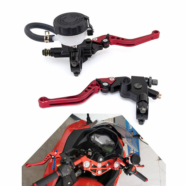Universal 7/8" 22mm Motorcycle Brake Clutch Levers Master Cylinder Reservoir Set
