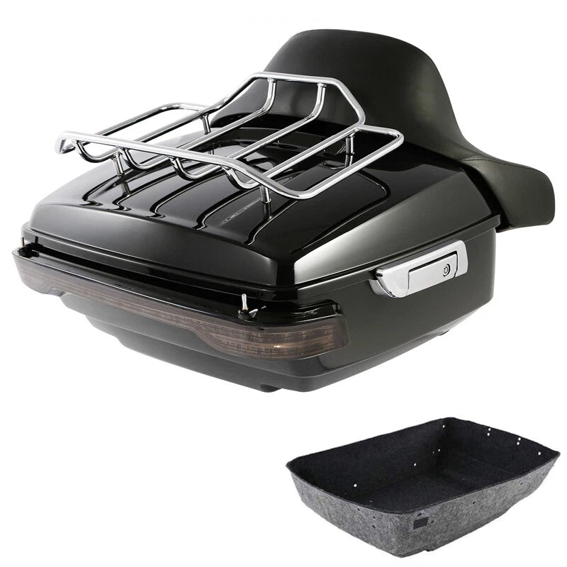 King Trunk Backrest Rack LED Light Fits For Harley Touring Road Glide 2014-2026