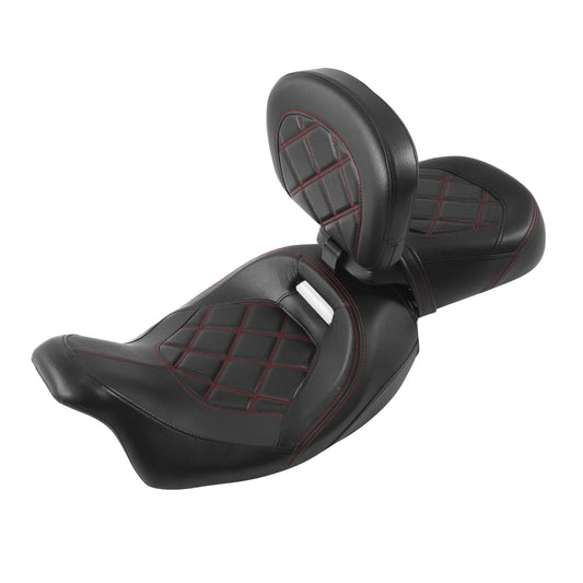 Black Red Driver Passenger Seat Rider Backest Fit For Harley Road King 2009-2023