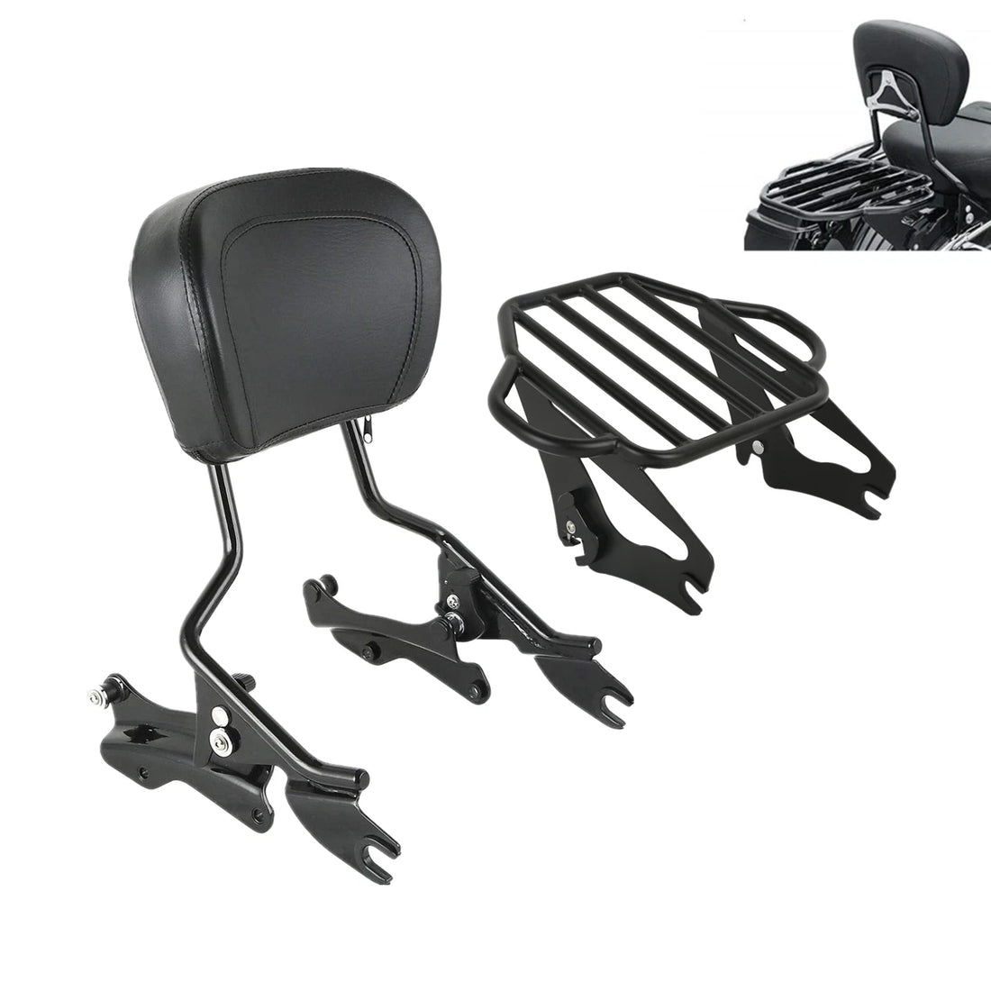 Detachable Sissy Bar Backrest Luggage Rack Docking Fit For Harley Touring 14-25