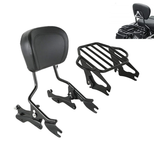 Detachable Sissy Bar Backrest Luggage Rack Docking Fit For Harley Touring 14-25