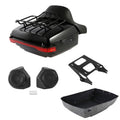 King Trunk Backrest Mount Rack LED Light Speaker Fit For Harley Touring 14+
