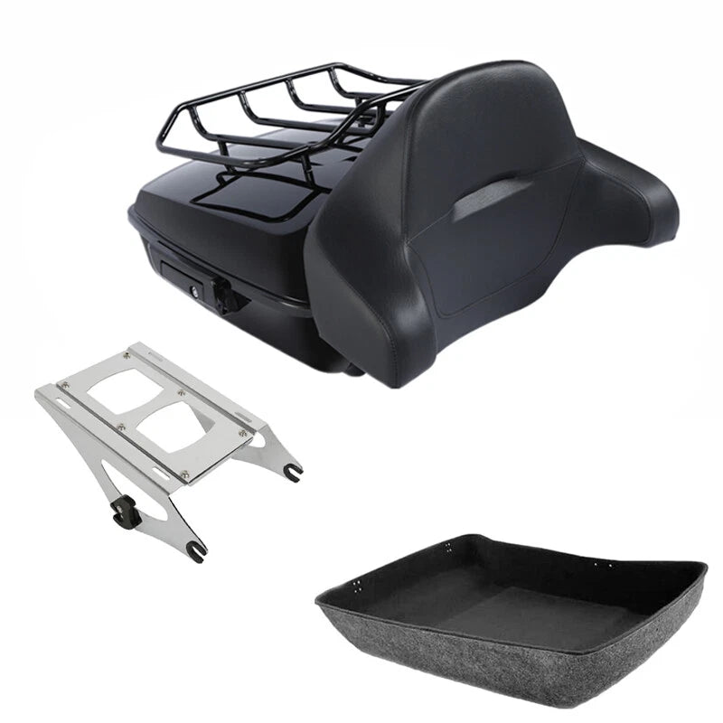 Chopped Trunk Backrest & Mount Rack Fit For Harley Touring Road Glide 2014-2026
