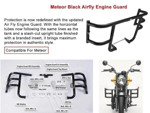 Fit For Royal Enfield Meteor 350 Black Color Airfly Engine Guard