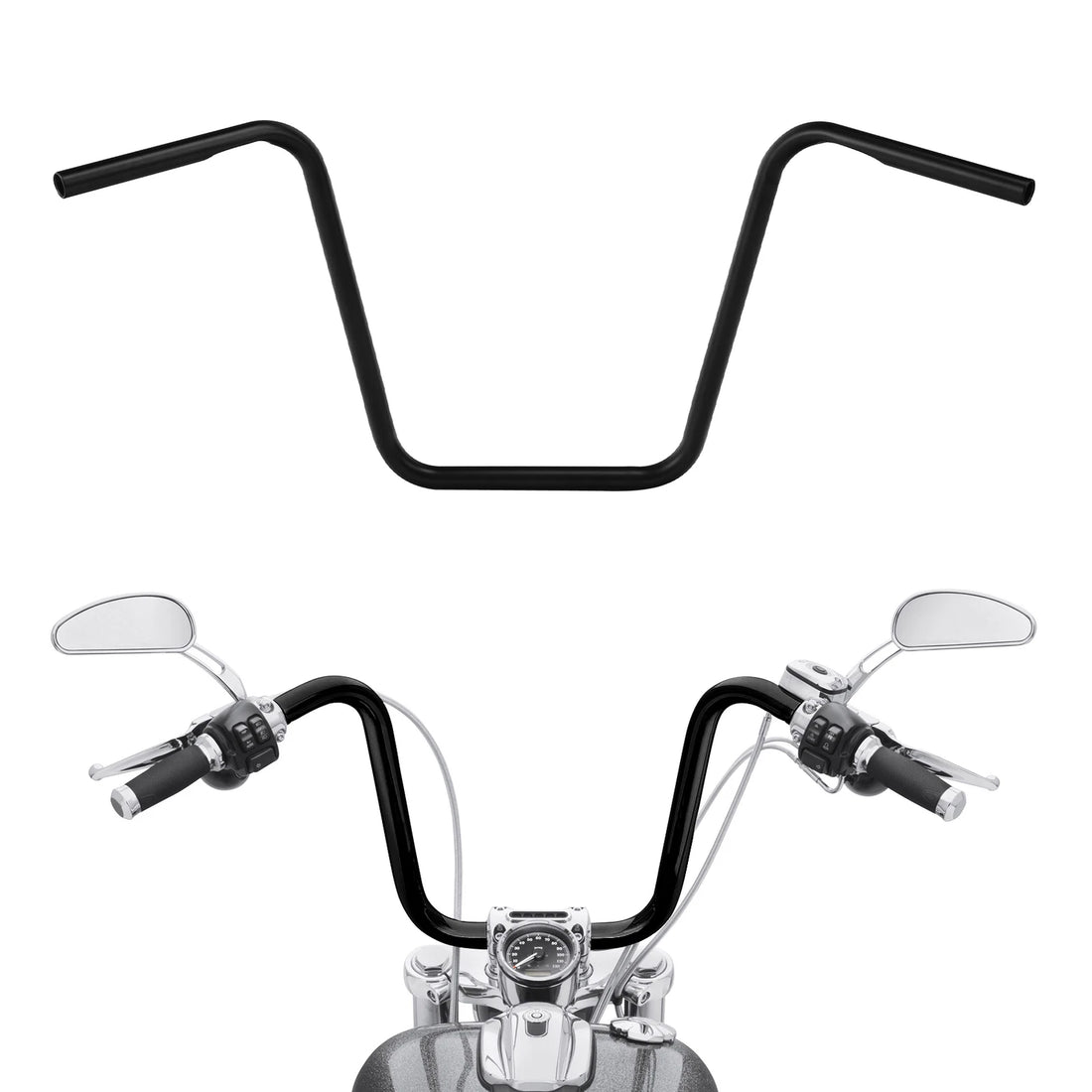 Black 16" Rise 1" Mini Ape Hanger Handlebar Fit For Harley Softail Sportster XL