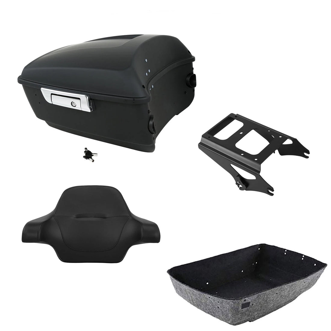 Matte Black King Trunk Backrest Mount Rack Fit For Harley Street Glide 2009-13
