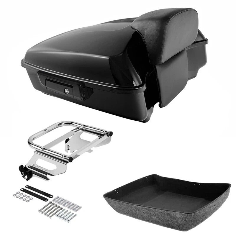 Black Chopped Trunk Solo Mount Rack Fit For Harley Touring 1997-08