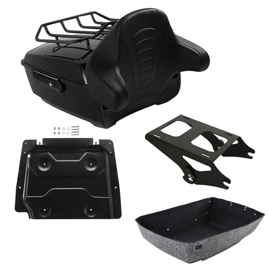Black King Trunk Backrest Pad Rack Mounting Plate Fit For Harley Touring 2014-26