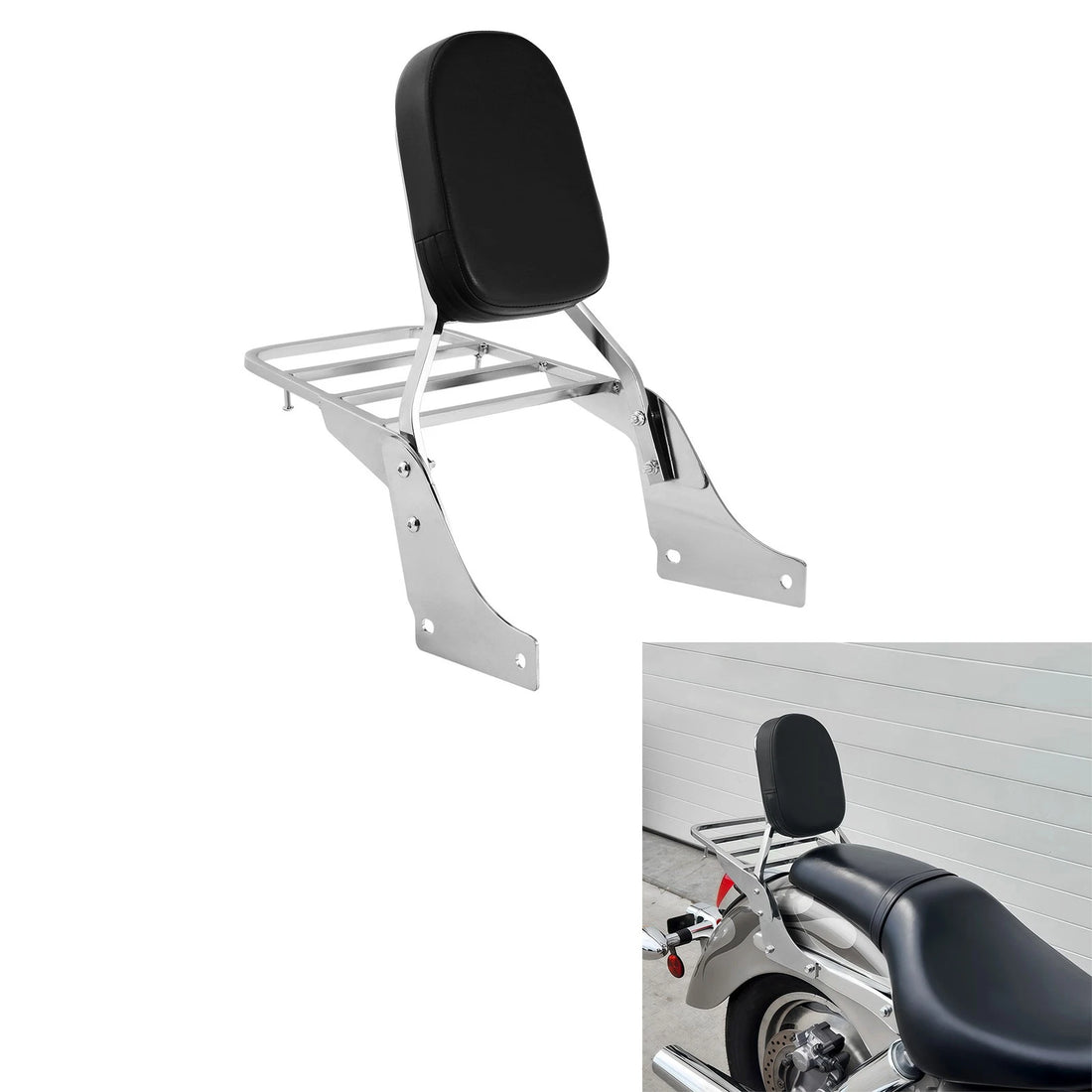Chrome Backrest Sissy Bar W/ Luggage Rack Fit For Honda Shadow Sabre Ace 1100
