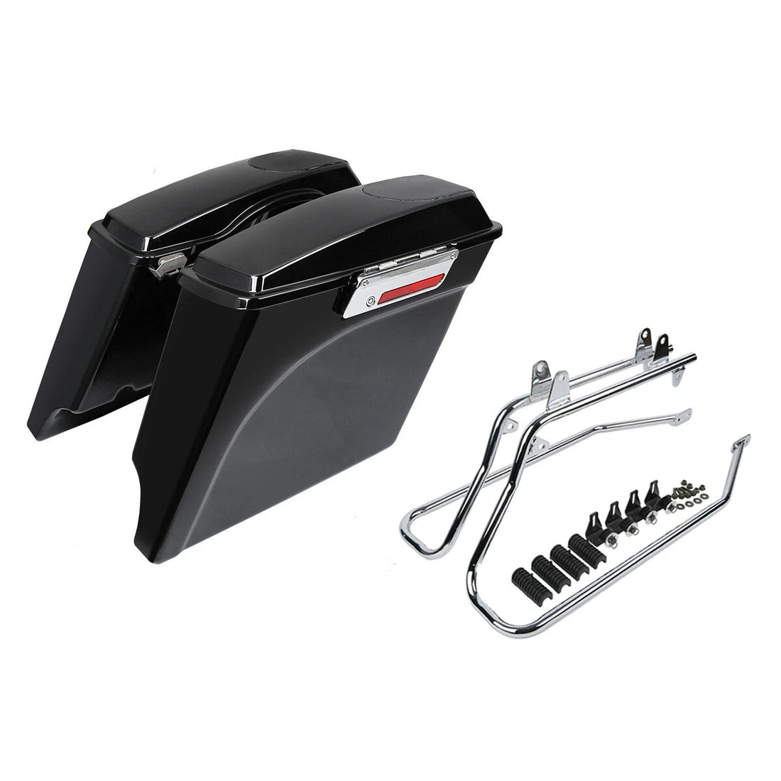 Stretched Hard Saddlebags 5x7" Speaker Lids Bracket Fit For Harley Softail 84-17