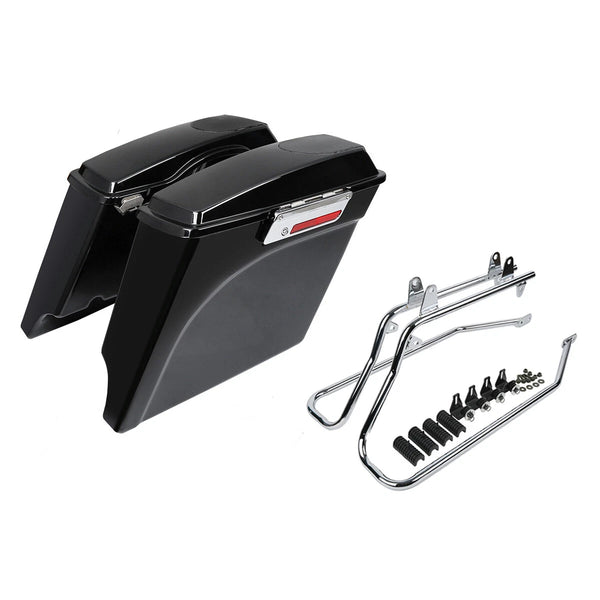 Stretched Hard Saddlebags 5x7" Speaker Lids Bracket Fit For Harley Softail 84-17