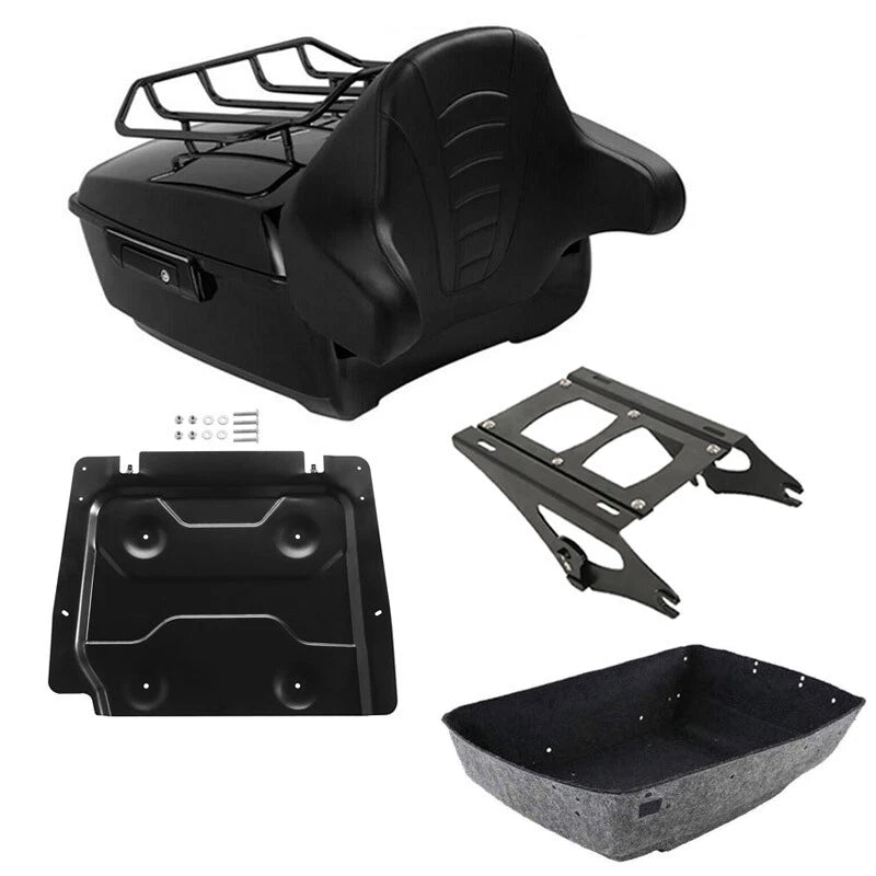 Black King Trunk Pad Backrest Mount Rack Base Plate Fit For Harley Touring 14-26