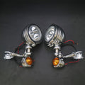 Chrome Metal Turn Signal LED Driving Passing Spot Fog light Bar F Touring Custom