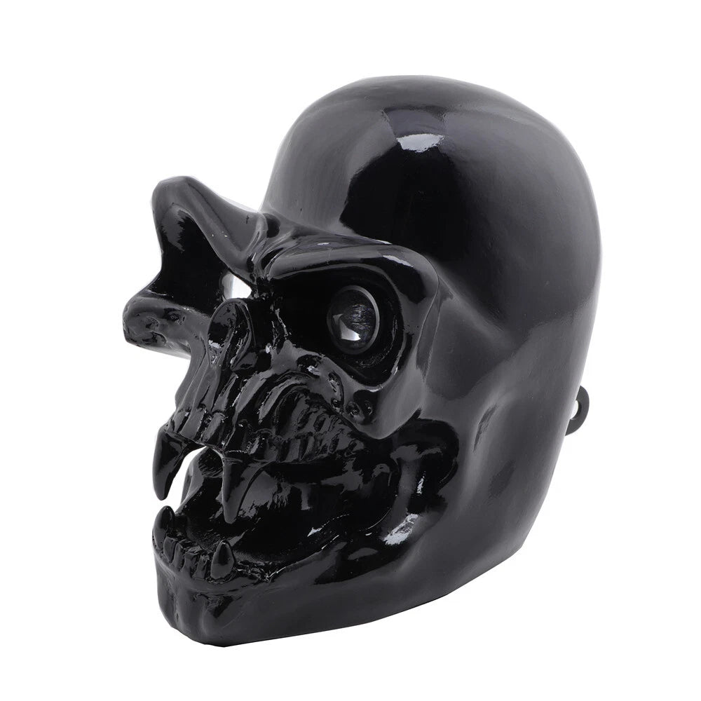 Motorcycle Black Hi/Lo Beam LED Skull Headlight Head Lamp For Harley Yamaha
