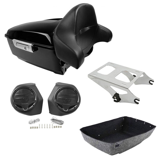 King Trunk Backrest Pad Rear Speakers Mount Fit For Harley Road Glide 2014-2026