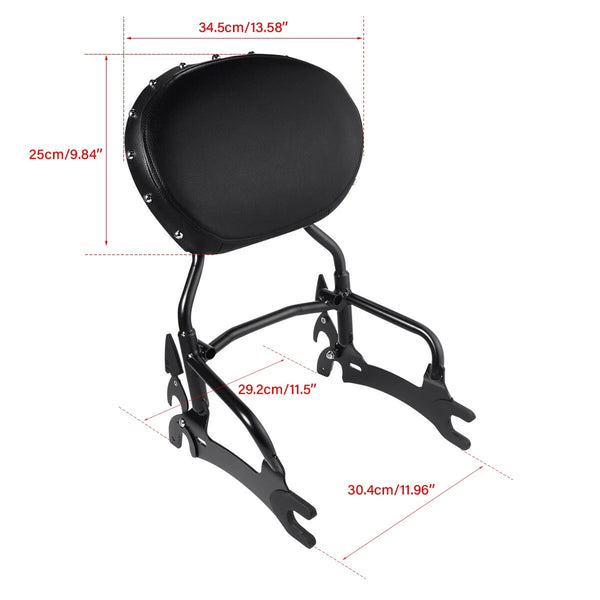 Black 12" Backrest Sissy Bar Fit For Indian Chief Vintage 14-18 Dark Horse 16-18