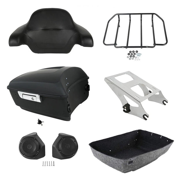 Matte Black King Trunk Pad Rack Speakers Fit For Harley Cvo Road Glide 2014-2026