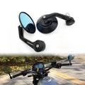 7/8" 22mm Black CNC Handle Bar End Side Round Rearview Mirror Cafe Racer Custom