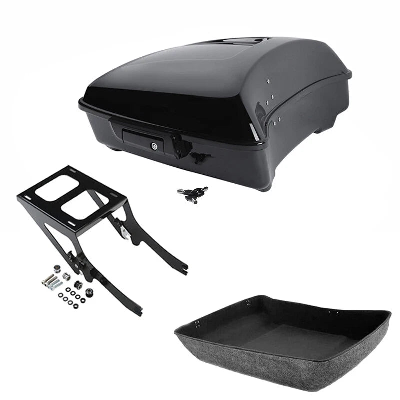 Black Chopped Trunk Luggage Mount Fit For Harley Deluxe Flde Flhc Flhcs 2018-26